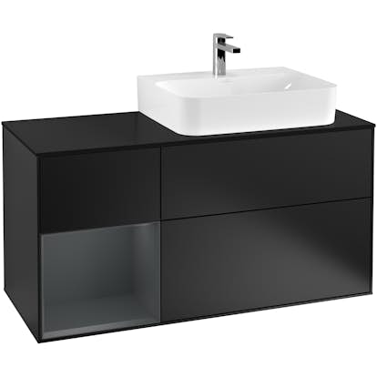 Tvättställsskåp Villeroy & Boch Finion med 3 Lådor Hylla och Bänkskiva för Ocentrerat Tvättställ