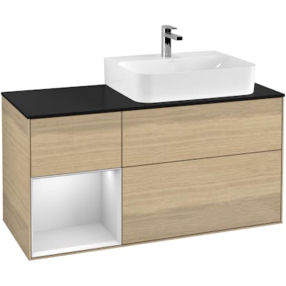 Tvättställsskåp Villeroy & Boch Finion med 3 Lådor Hylla och Bänkskiva för Ocentrerat Tvättställ