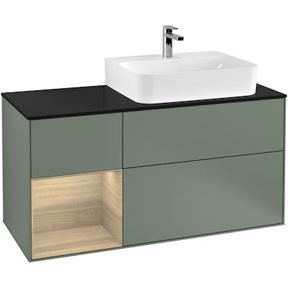 Tvättställsskåp Villeroy & Boch Finion med 3 Lådor Hylla och Bänkskiva för Ocentrerat Tvättställ