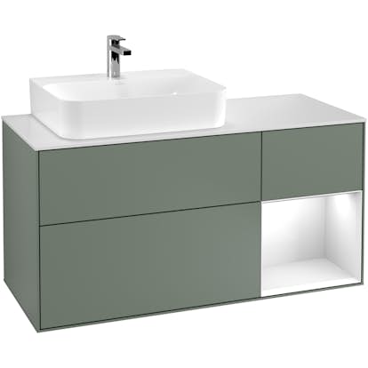 Tvättställsskåp Villeroy & Boch Finion med 3 Lådor Hylla och Bänkskiva för Ocentrerat Tvättställ