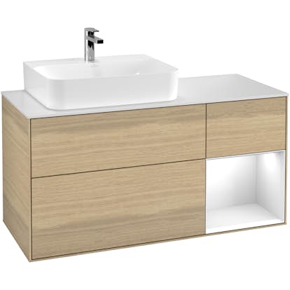 Tvättställsskåp Villeroy & Boch Finion med 3 Lådor Hylla och Bänkskiva för Ocentrerat Tvättställ