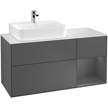 Tvättställsskåp Villeroy & Boch Finion med 3 Lådor Hylla och Bänkskiva för Ocentrerat Tvättställ