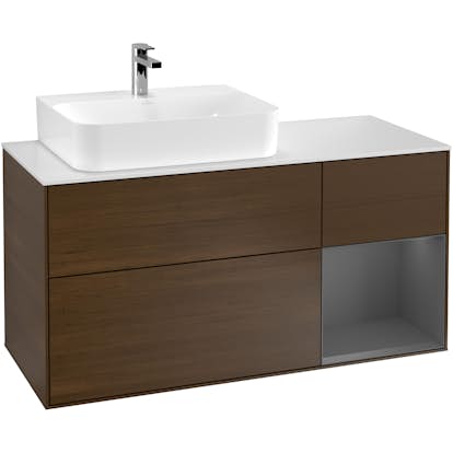 Tvättställsskåp Villeroy & Boch Finion med 3 Lådor Hylla och Bänkskiva för Ocentrerat Tvättställ