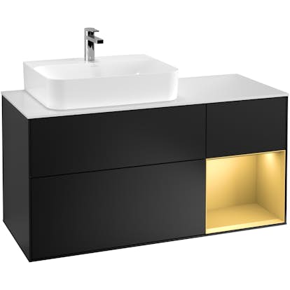 Tvättställsskåp Villeroy & Boch Finion med 3 Lådor Hylla och Bänkskiva för Ocentrerat Tvättställ