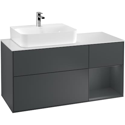 Tvättställsskåp Villeroy & Boch Finion med 3 Lådor Hylla och Bänkskiva för Ocentrerat Tvättställ
