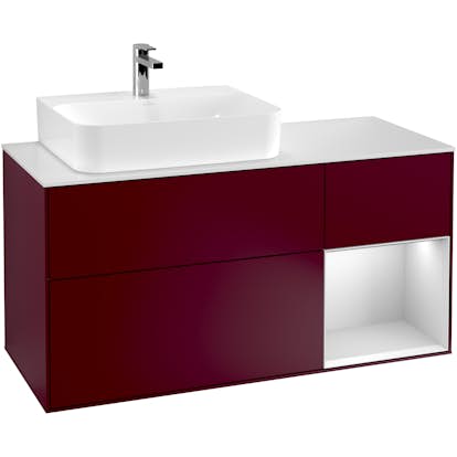 Tvättställsskåp Villeroy & Boch Finion med 3 Lådor Hylla och Bänkskiva för Ocentrerat Tvättställ