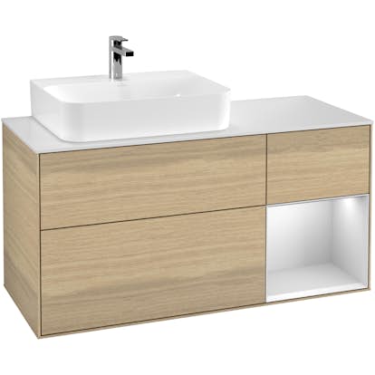 Tvättställsskåp Villeroy & Boch Finion med 3 Lådor Hylla och Bänkskiva för Ocentrerat Tvättställ