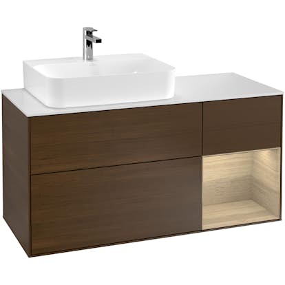 Tvättställsskåp Villeroy & Boch Finion med 3 Lådor Hylla och Bänkskiva för Ocentrerat Tvättställ