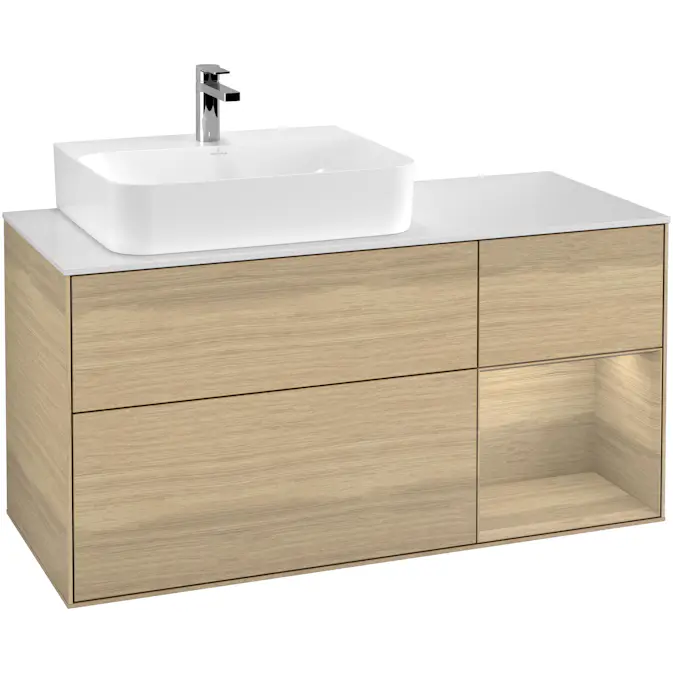 Tvättställsskåp Villeroy & Boch Finion med 3 Lådor Hylla och Bänkskiva för Ocentrerat Tvättställ