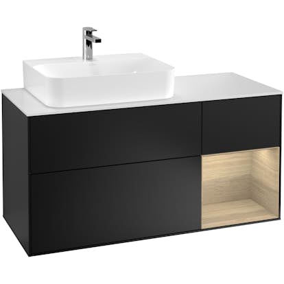 Tvättställsskåp Villeroy & Boch Finion med 3 Lådor Hylla och Bänkskiva för Ocentrerat Tvättställ