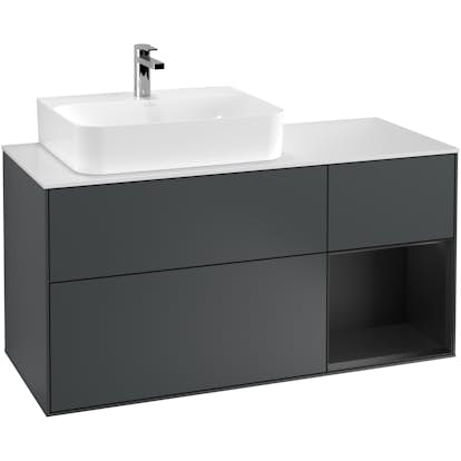 Tvättställsskåp Villeroy & Boch Finion med 3 Lådor Hylla och Bänkskiva för Ocentrerat Tvättställ