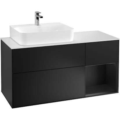 Tvättställsskåp Villeroy & Boch Finion med 3 Lådor Hylla och Bänkskiva för Ocentrerat Tvättställ