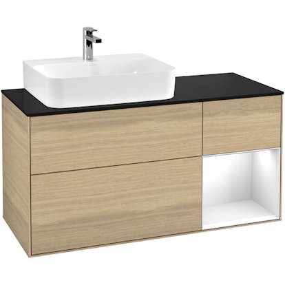 Tvättställsskåp Villeroy & Boch Finion med 3 Lådor Hylla och Bänkskiva för Ocentrerat Tvättställ