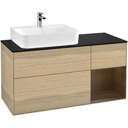 Tvättställsskåp Villeroy & Boch Finion med 3 Lådor Hylla och Bänkskiva för Ocentrerat Tvättställ