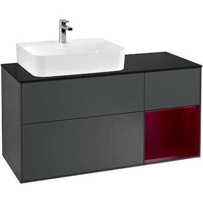 Tvättställsskåp Villeroy & Boch Finion med 3 Lådor Hylla och Bänkskiva för Ocentrerat Tvättställ