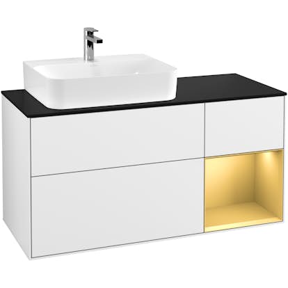 Tvättställsskåp Villeroy & Boch Finion med 3 Lådor Hylla och Bänkskiva för Ocentrerat Tvättställ