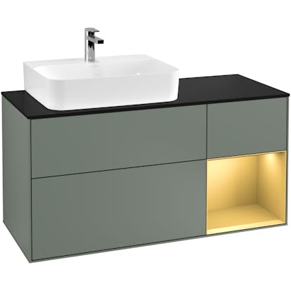 Tvättställsskåp Villeroy & Boch Finion med 3 Lådor Hylla och Bänkskiva för Ocentrerat Tvättställ