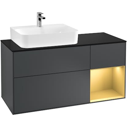 Tvättställsskåp Villeroy & Boch Finion med 3 Lådor Hylla och Bänkskiva för Ocentrerat Tvättställ
