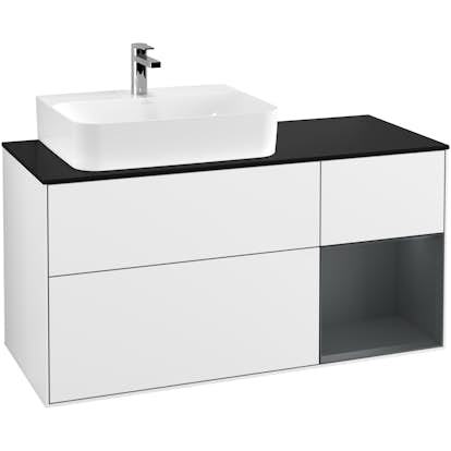 Tvättställsskåp Villeroy & Boch Finion med 3 Lådor Hylla och Bänkskiva för Ocentrerat Tvättställ