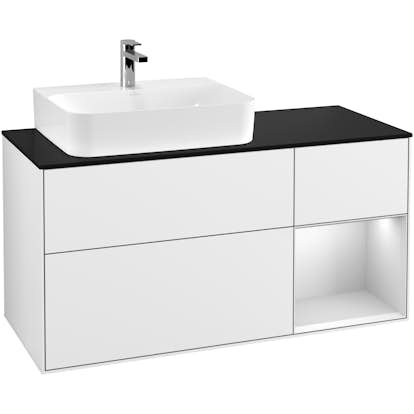 Tvättställsskåp Villeroy & Boch Finion med 3 Lådor Hylla och Bänkskiva för Ocentrerat Tvättställ