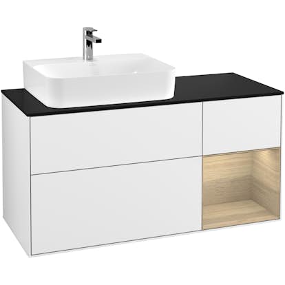 Tvättställsskåp Villeroy & Boch Finion med 3 Lådor Hylla och Bänkskiva för Ocentrerat Tvättställ