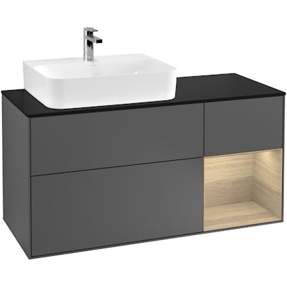 Tvättställsskåp Villeroy & Boch Finion med 3 Lådor Hylla och Bänkskiva för Ocentrerat Tvättställ