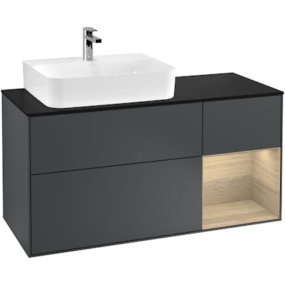 Tvättställsskåp Villeroy & Boch Finion med 3 Lådor Hylla och Bänkskiva för Ocentrerat Tvättställ