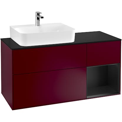 Tvättställsskåp Villeroy & Boch Finion med 3 Lådor Hylla och Bänkskiva för Ocentrerat Tvättställ