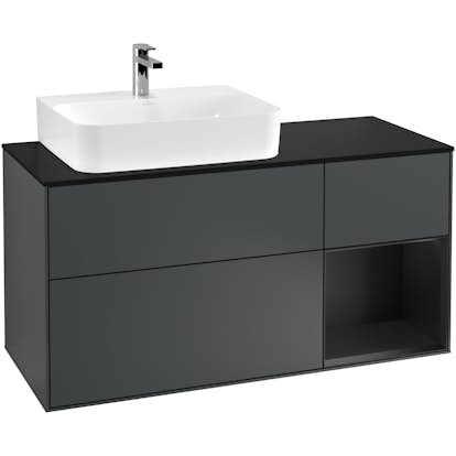 Tvättställsskåp Villeroy & Boch Finion med 3 Lådor Hylla och Bänkskiva för Ocentrerat Tvättställ