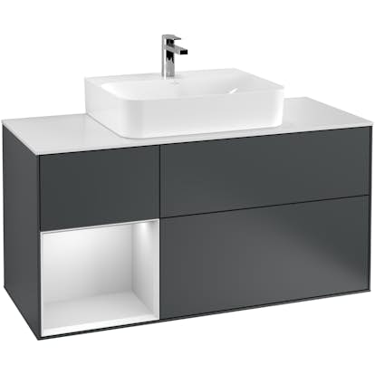 Tvättställsskåp Villeroy & Boch Finion med 3 Lådor Hylla och Bänkskiva för Centrerat Tvättställ