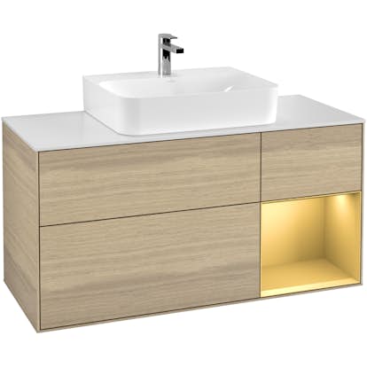 Tvättställsskåp Villeroy & Boch Finion med 3 Lådor Hylla och Bänkskiva för Centrerat Tvättställ