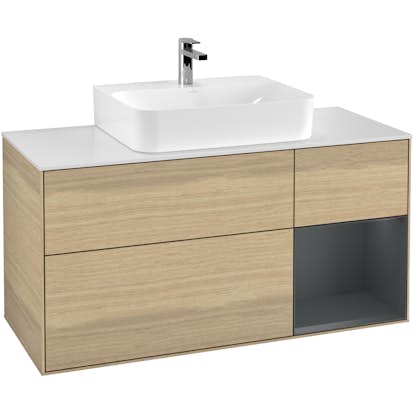 Tvättställsskåp Villeroy & Boch Finion med 3 Lådor Hylla och Bänkskiva för Centrerat Tvättställ