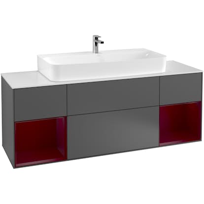 Tvättställsskåp Villeroy & Boch Finion med Två Hyllor och Bänkskiva för Centrerat Tvättställ