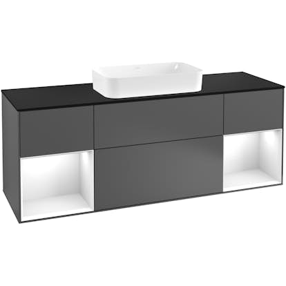 Tvättställsskåp Villeroy & Boch Finion med Två Hyllor och Bänkskiva för Fristående Tvättställ