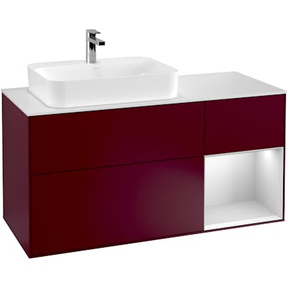 Tvättställsskåp Villeroy & Boch Finion med 3 Lådor Hylla och Bänkskiva för Ocentrerat Ytmonterat Tvättställ