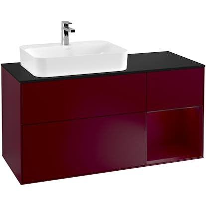 Tvättställsskåp Villeroy & Boch Finion med 3 Lådor Hylla och Bänkskiva för Ocentrerat Ytmonterat Tvättställ