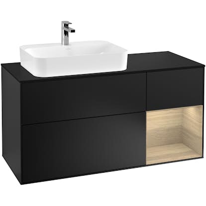 Tvättställsskåp Villeroy & Boch Finion med 3 Lådor Hylla och Bänkskiva för Ocentrerat Ytmonterat Tvättställ