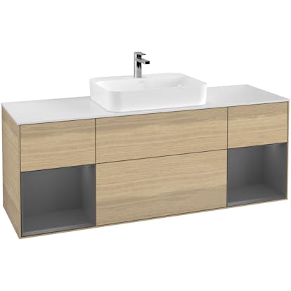 Tvättställsskåp Villeroy & Boch Finion med Två Hyllor och Bänkskiva för Ytmonterat Tvättställ