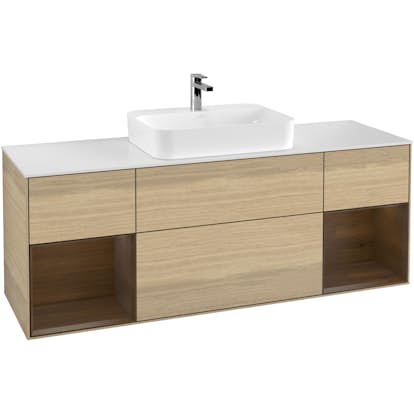 Tvättställsskåp Villeroy & Boch Finion med Två Hyllor och Bänkskiva för Ytmonterat Tvättställ