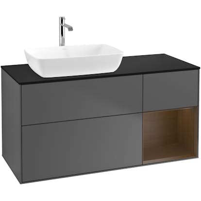 Tvättställsskåp Villeroy & Boch Finion med 3 Lådor Hylla och Bänkskiva för Ocentrerat Tvättställ från Artis & Collaro