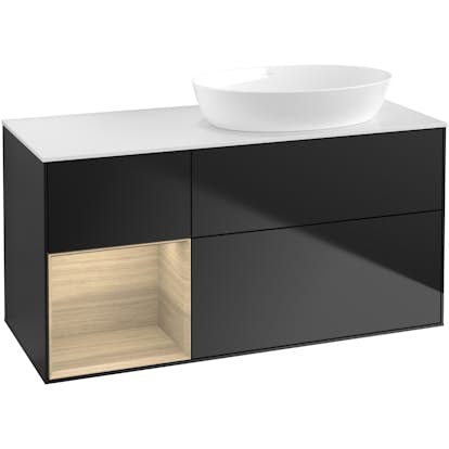 Tvättställsskåp Villeroy & Boch Finion med 3 Lådor Hylla och Bänkskiva för Ocentrerat Tvättställ från Artis & Collaro