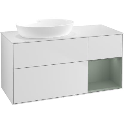 Tvättställsskåp Villeroy & Boch Finion med 3 Lådor Hylla och Bänkskiva för Ocentrerat Tvättställ från Artis & Collaro