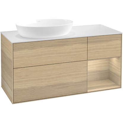 Tvättställsskåp Villeroy & Boch Finion med 3 Lådor Hylla och Bänkskiva för Ocentrerat Tvättställ från Artis & Collaro