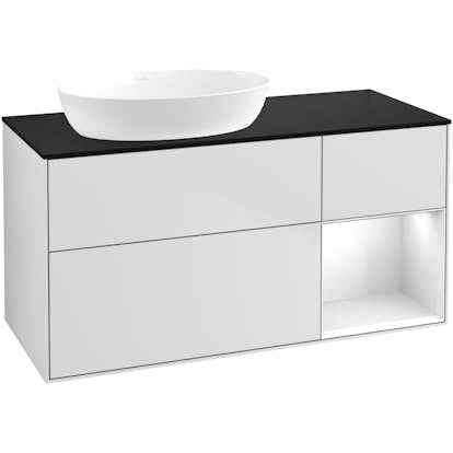 Tvättställsskåp Villeroy & Boch Finion med 3 Lådor Hylla och Bänkskiva för Ocentrerat Tvättställ från Artis & Collaro