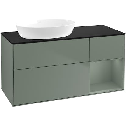 Tvättställsskåp Villeroy & Boch Finion med 3 Lådor Hylla och Bänkskiva för Ocentrerat Tvättställ från Artis & Collaro