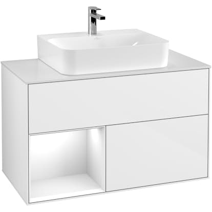 Tvättställsskåp Villeroy & Boch Finion med 2 Lådor Hylla och Bänkskiva för Centrerat Tvättställ