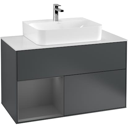 Tvättställsskåp Villeroy & Boch Finion med 2 Lådor Hylla och Bänkskiva för Centrerat Tvättställ