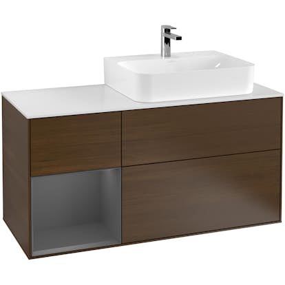 Tvättställsskåp Villeroy & Boch Finion med 3 Lådor Hylla och Bänkskiva för Ocentrerat Tvättställ