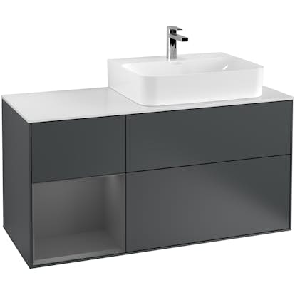 Tvättställsskåp Villeroy & Boch Finion med 3 Lådor Hylla och Bänkskiva för Ocentrerat Tvättställ