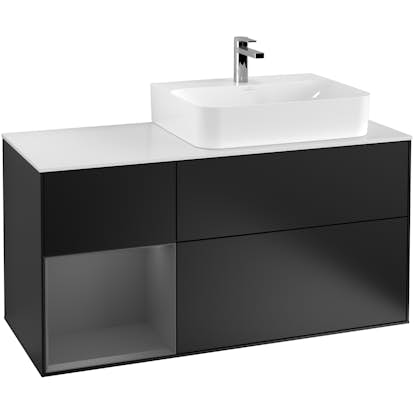Tvättställsskåp Villeroy & Boch Finion med 3 Lådor Hylla och Bänkskiva för Ocentrerat Tvättställ